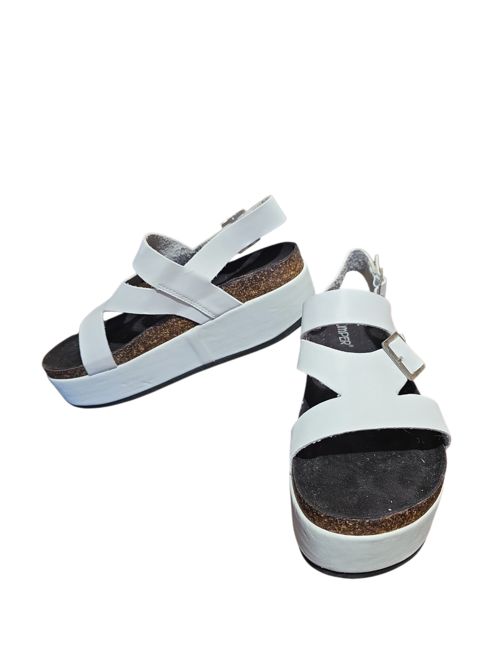 Bumper White Platform Sandal with Buckle Straps - Picture 7 of 9
